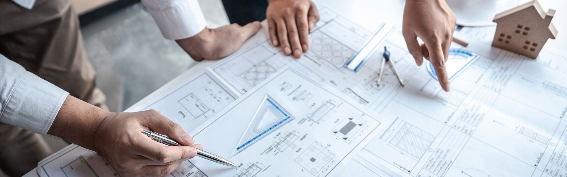 Table showing architectural drawings